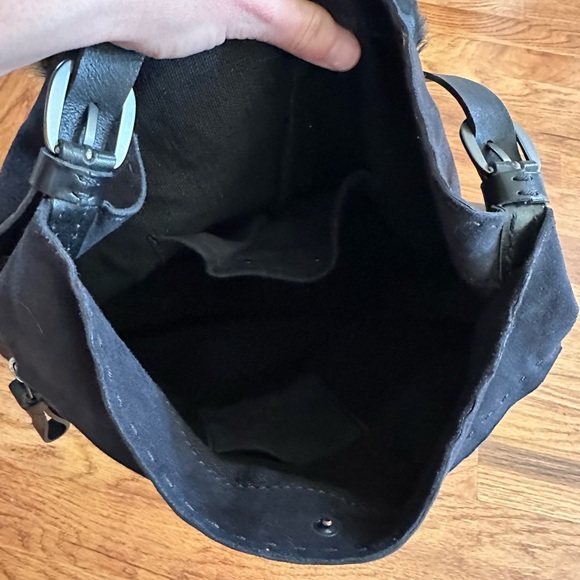 Henry Beguelin Designer Suede Leather Real Fur Crossbody Bag Western Italian - Picture 8 of 13